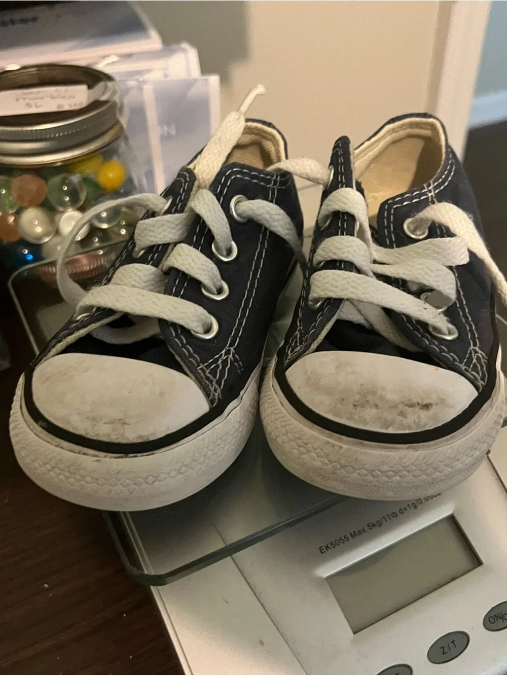 Converse Navy Canvas Kids Sneakers with White Laces